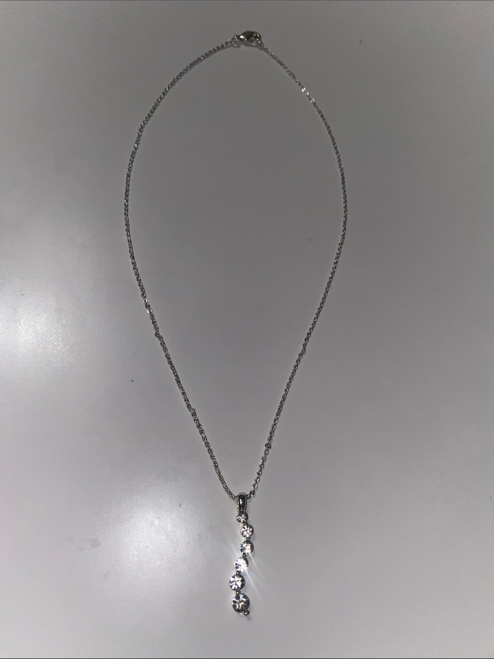 Silver Delicate Crystal Pendant Necklace